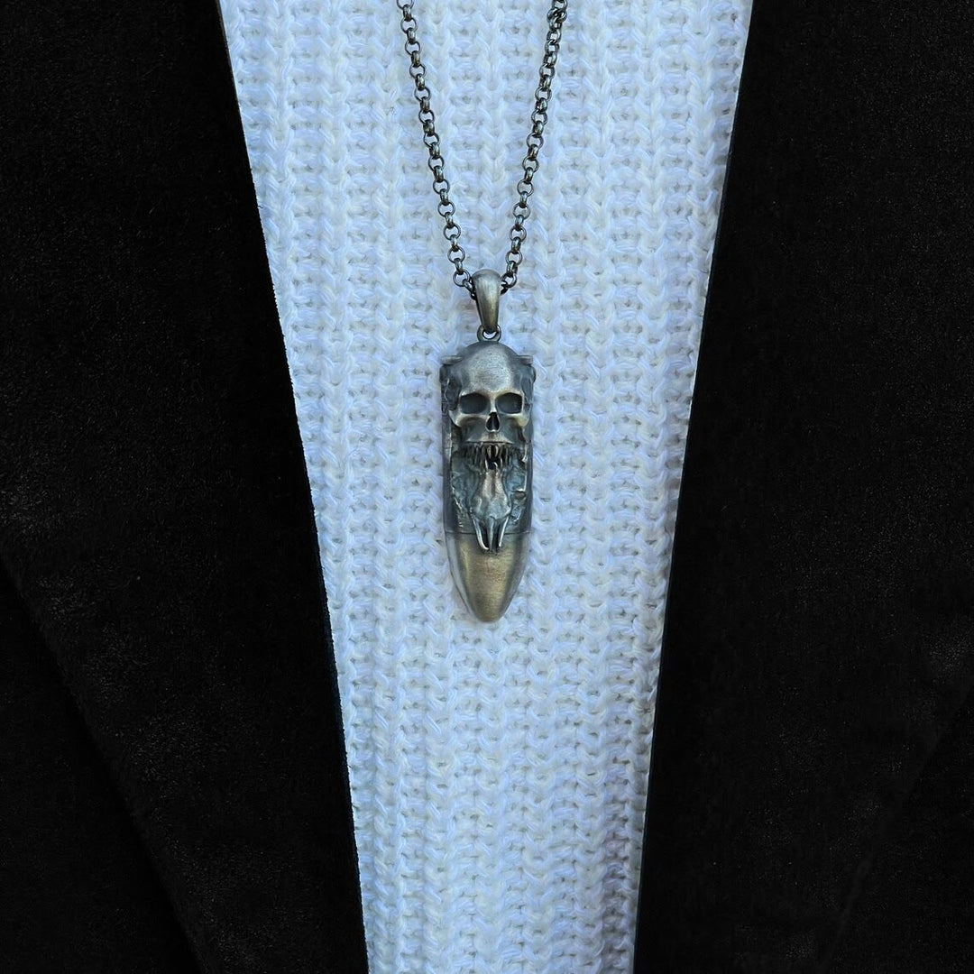 WorldNorse Skull Bullet Pendant Necklace - image 1