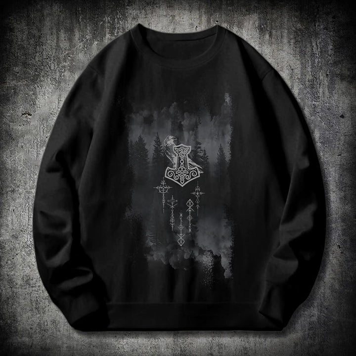 WorldNorse Raven Thor's Hammer Sweatshirt - Black - 2XL - image 0