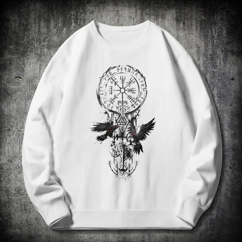 WorldNorse Viking Vegvisir Valknut Totem Sweatshirt - White - 2XL - image 10