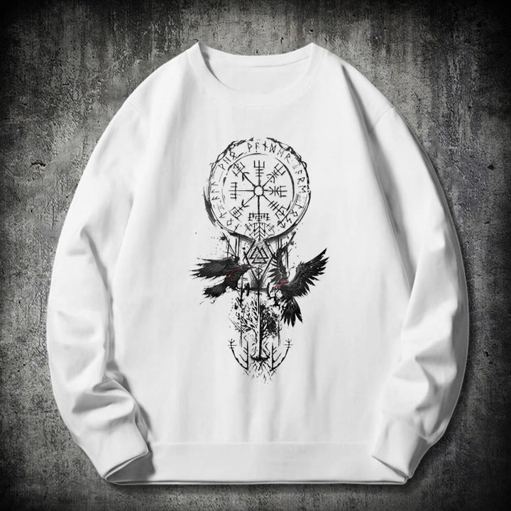 WorldNorse Viking Vegvisir Valknut Totem Sweatshirt - White - 2XL - image 10