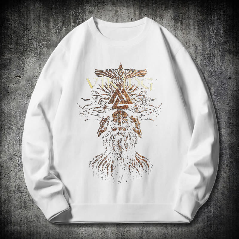 WorldNorse Viking Art Raven Valknut Sweatshirt - White - 2XL - image 10