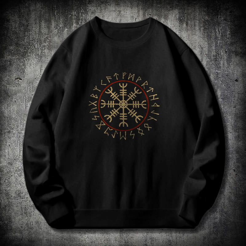 WorldNorse Helm Of Awe With Rune Circle Sweatshirt - Black - 2XL - image 0