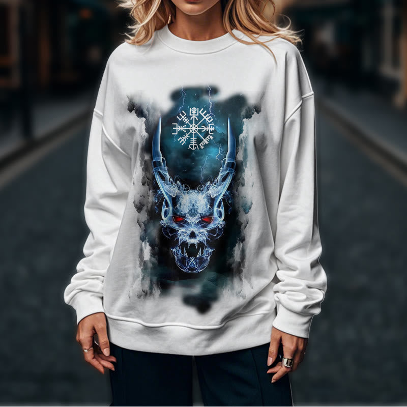 WorldNorse Viking Skull Lightning Warrior Vegvisir Sweatshirt - image 17