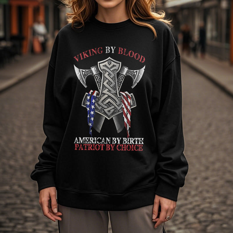 WorldNorse Viking By Blood Mjolnir Axe Celtic Knot Sweatshirt - image 9