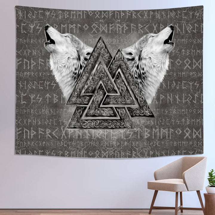 WorldNorse Viking Wolves Rune Tapestry - image 2