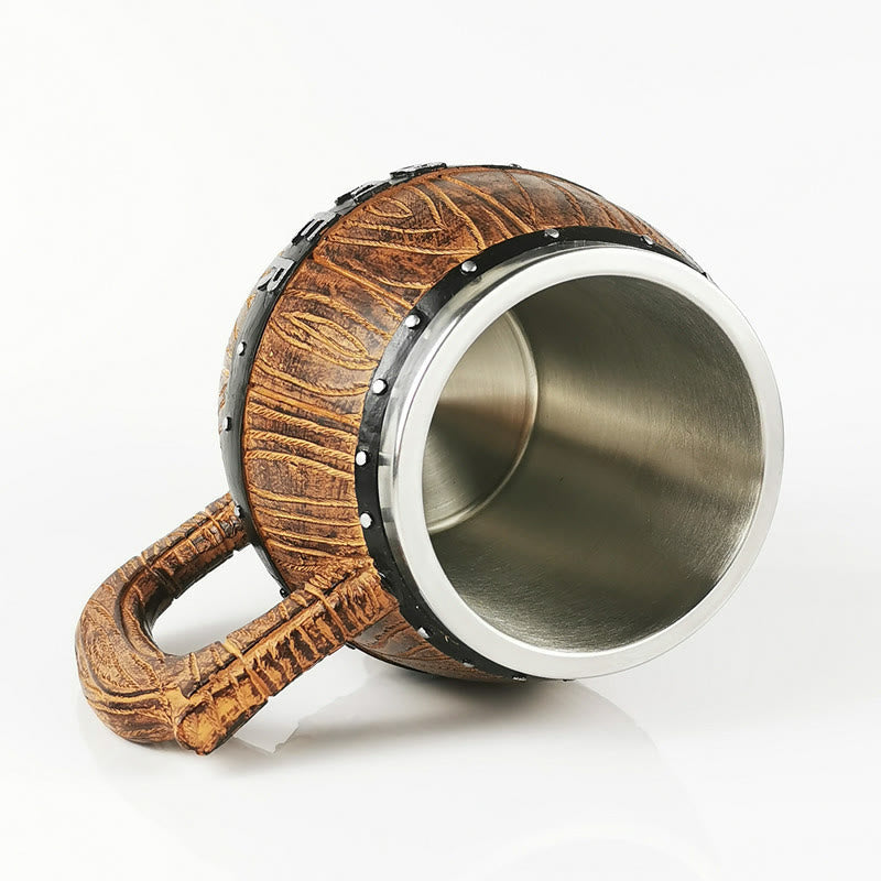 WorldNorse Vintage Viking Wooden Barrel Beer Mug