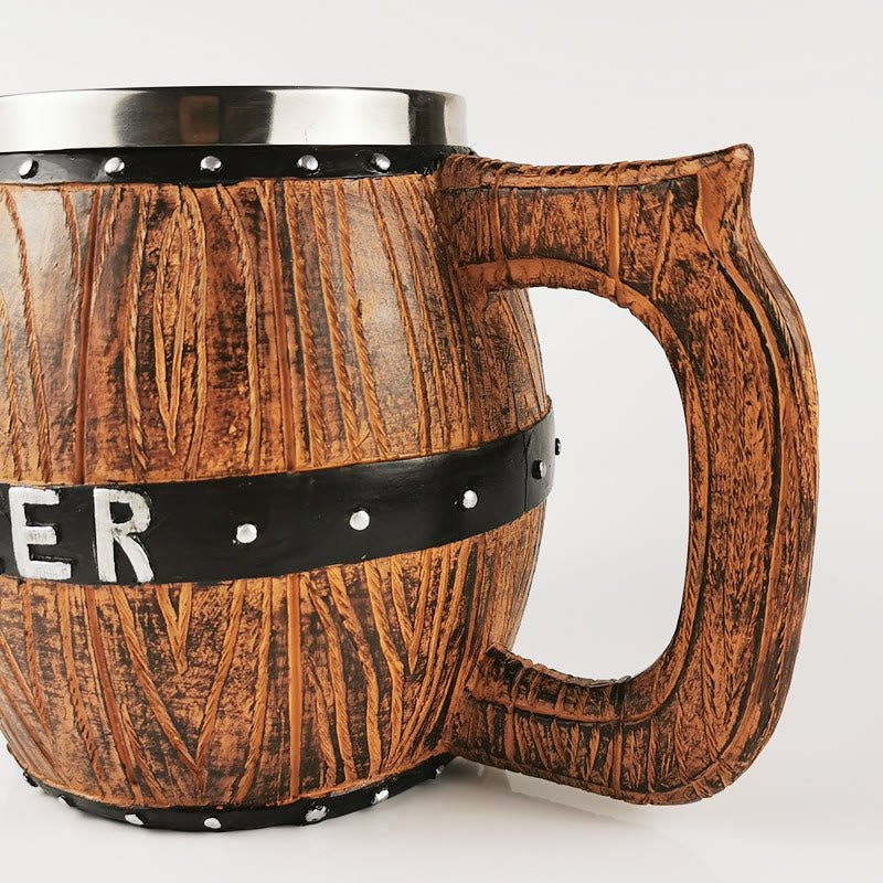 WorldNorse Vintage Viking Wooden Barrel Beer Mug
