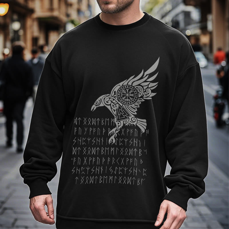 WorldNorse Raven With Vegvisir Runes Valknut Sweatshirt - image 6