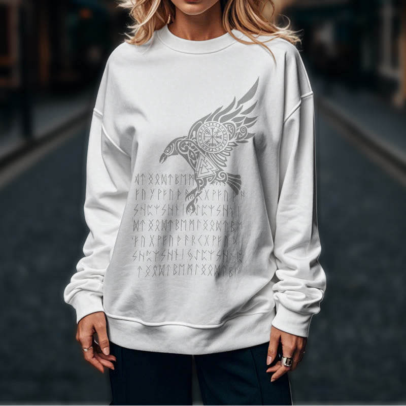 WorldNorse Raven With Vegvisir Runes Valknut Sweatshirt - image 17