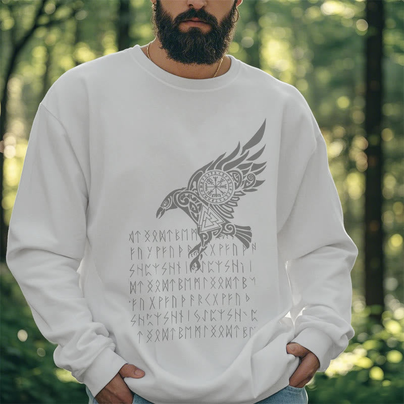 WorldNorse Raven With Vegvisir Runes Valknut Sweatshirt - image 13
