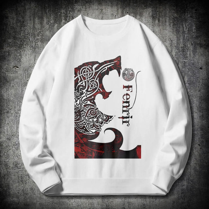WorldNorse Viking Wolve Fenrir Blood Sweatshirt - White - 2XL - image 10