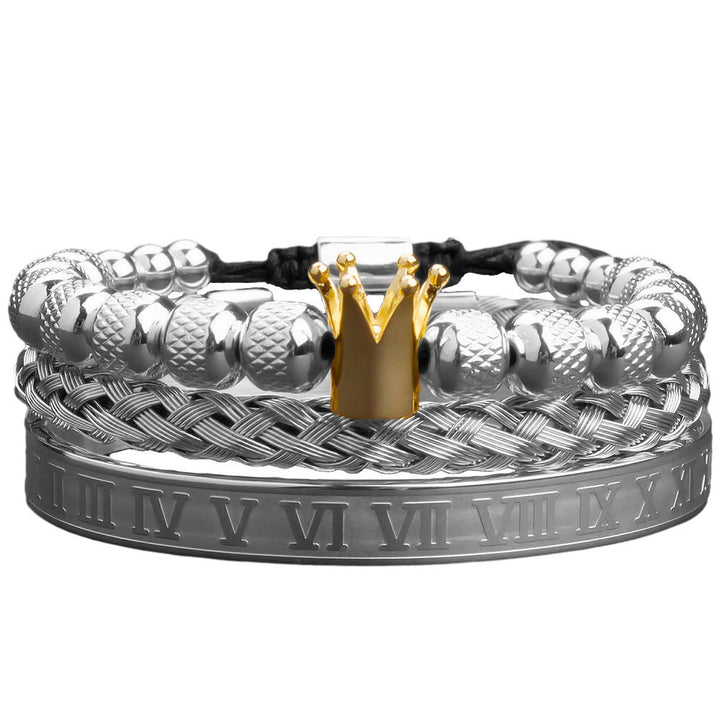 WorldNorse Royal Crown Roman Numeral Bracelet - Silver&Gold 3-Piece Set - image 8