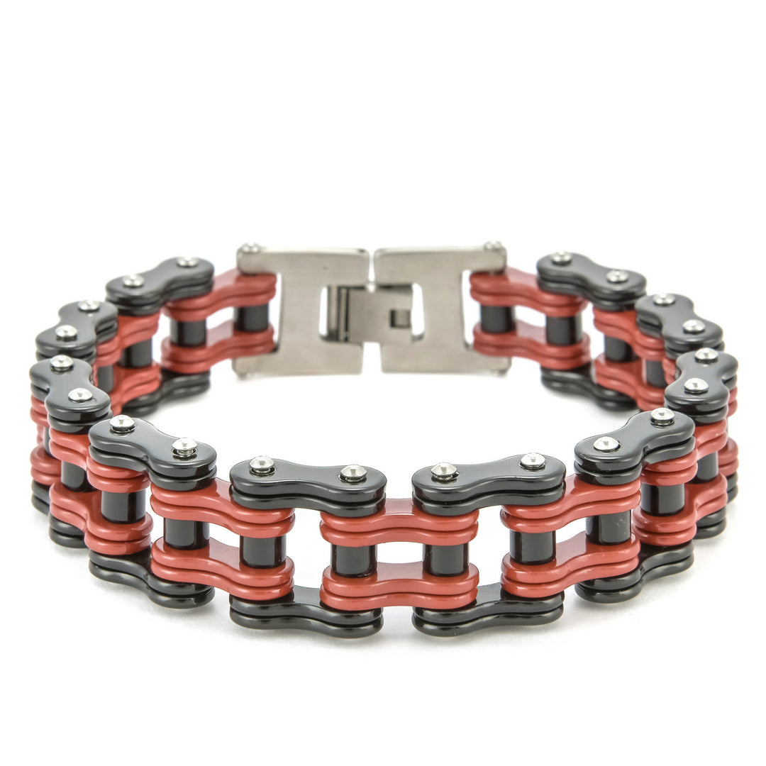 WorldNorse Stylish Motorcycle Chain Bracelet - Black&Red - image 0