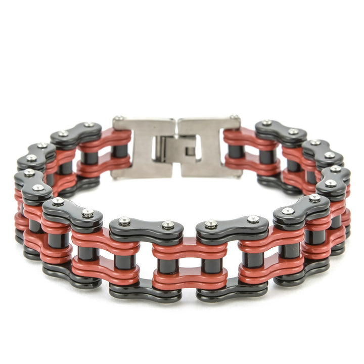 WorldNorse Stylish Motorcycle Chain Bracelet - Black&Red - image 0