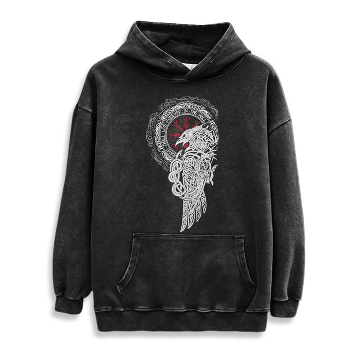 WorldNorse Celtic Raven Helm Of Awe Washed Hoodie - image 3