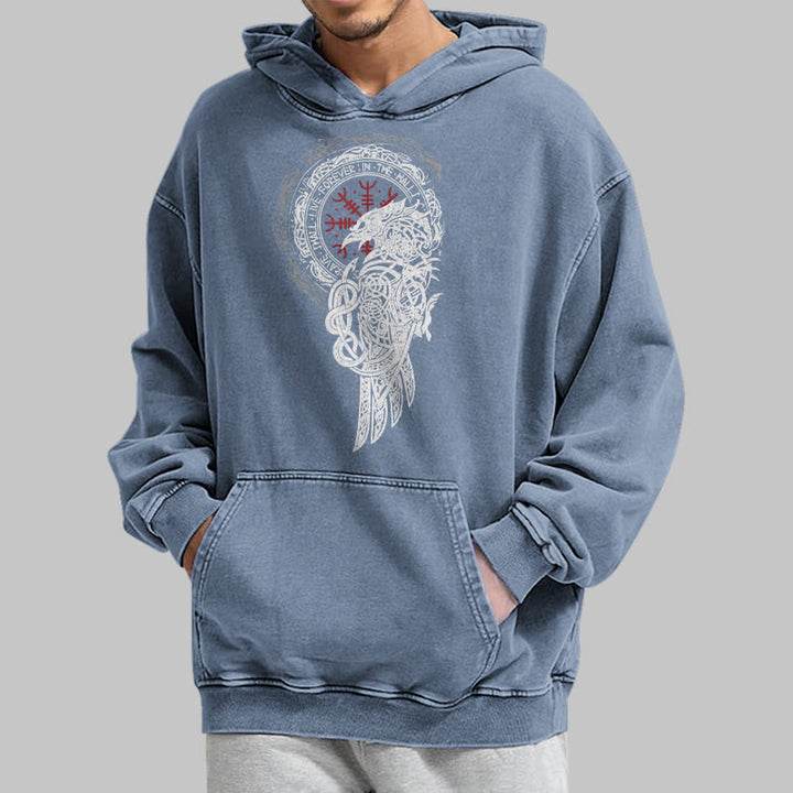 WorldNorse Celtic Raven Helm Of Awe Washed Hoodie - image 22