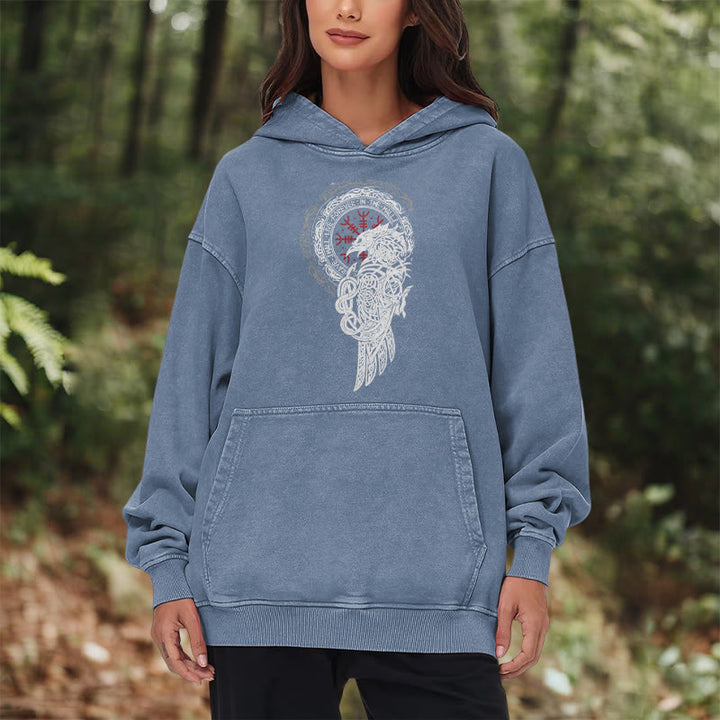 WorldNorse Celtic Raven Helm Of Awe Washed Hoodie - image 25