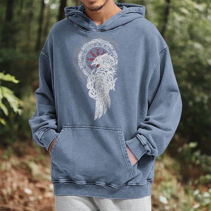 WorldNorse Celtic Raven Helm Of Awe Washed Hoodie - image 23