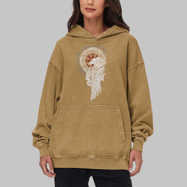 WorldNorse Celtic Raven Helm Of Awe Washed Hoodie - image 32