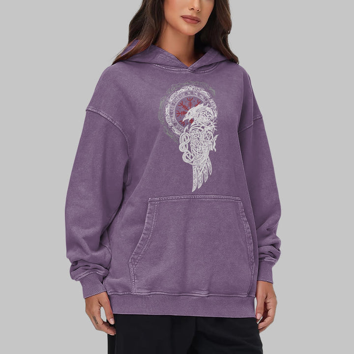 WorldNorse Celtic Raven Helm Of Awe Washed Hoodie - image 39