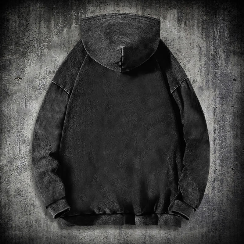 WorldNorse Yggdrasil Red Runes Viking Washed Hoodie - image 1