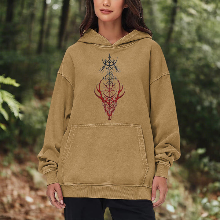 WorldNorse Viking Helm Of Awe Print Washed Hoodie - image 31