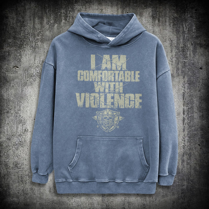WorldNorse I Am Comfortable With Violence Washed Hoodie - Blue - 3XL - image 20