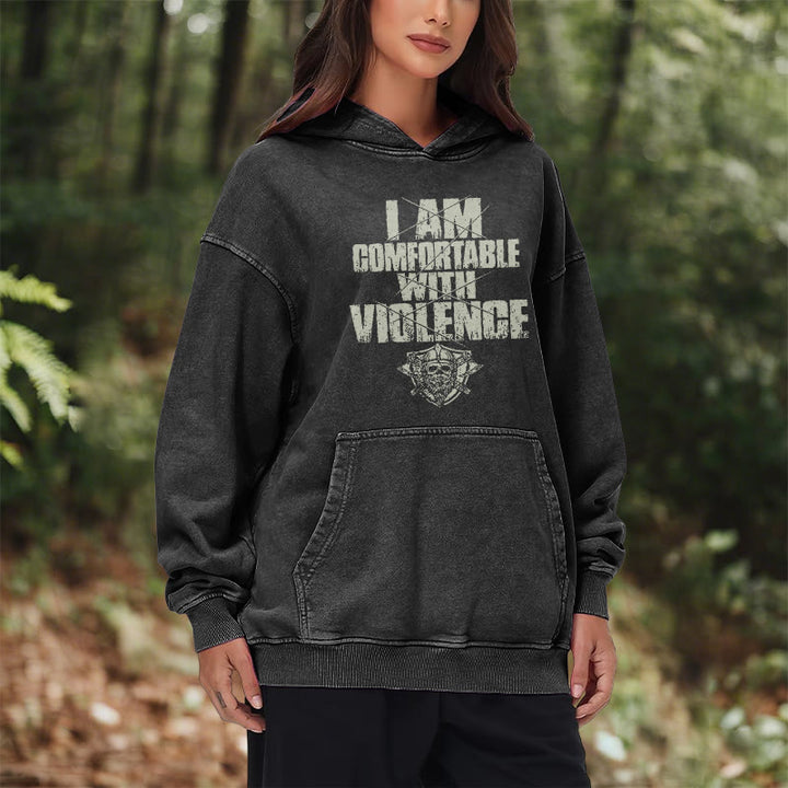 WorldNorse I Am Comfortable With Violence Washed Hoodie - image 11