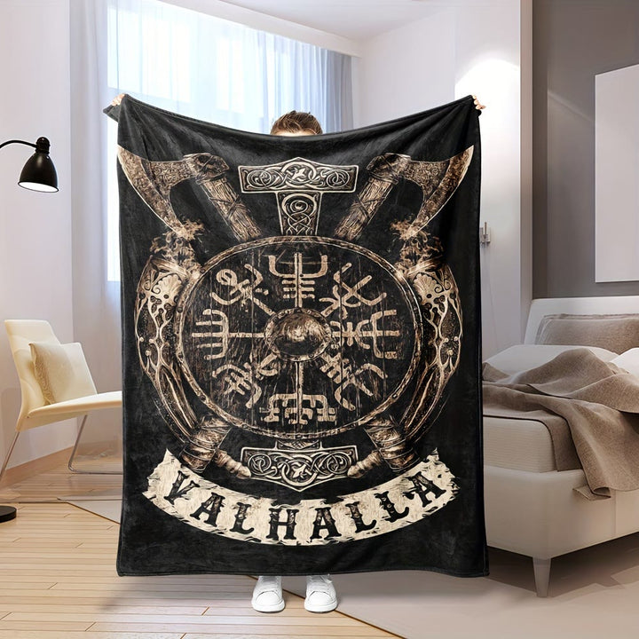 WorldNorse Vegvisir Norse Dragon Blanket - Black&Bronze Valhalla - 264x228cm - image 19