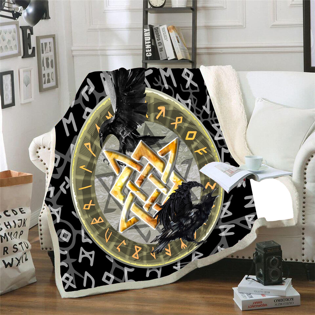 WorldNorse Mjolnir Raven Blanket - Raven + Celtic Knot - 264x228cm - image 5
