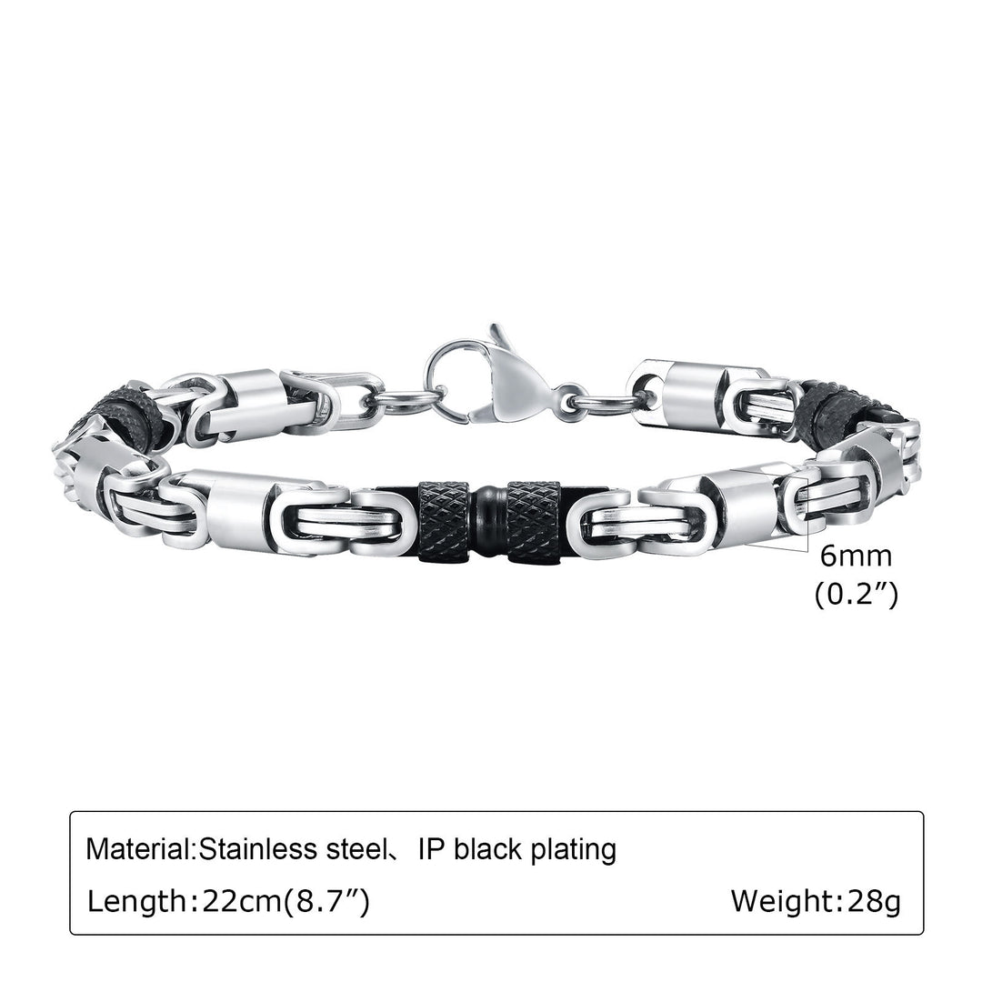 WorldNorse Link Stainless Steel Bracelet - Silver & Black 6mm*22cm - image 7