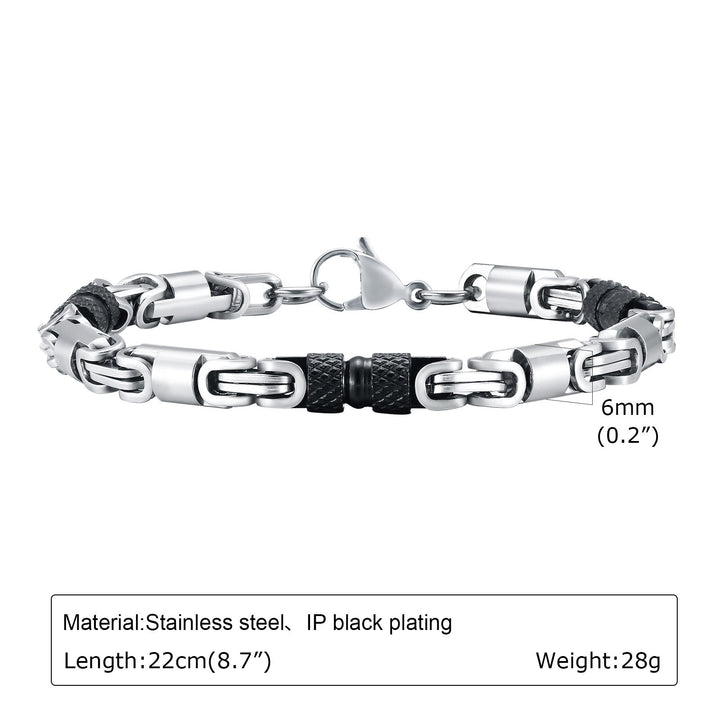 WorldNorse Link Stainless Steel Bracelet - Silver & Black 6mm*22cm - image 7