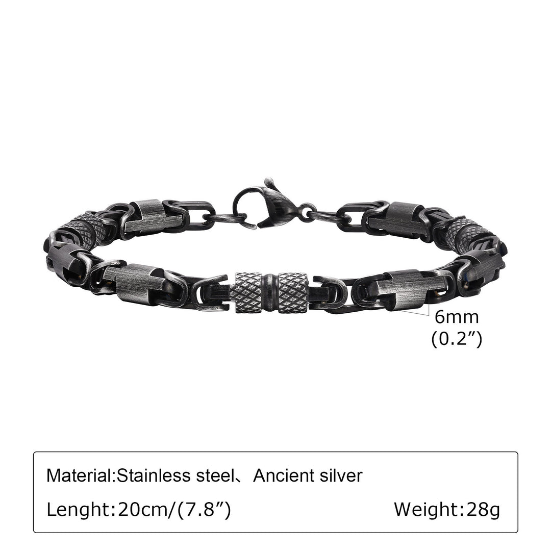 WorldNorse Link Stainless Steel Bracelet - Ancient Silver 6mm*20cm - image 22