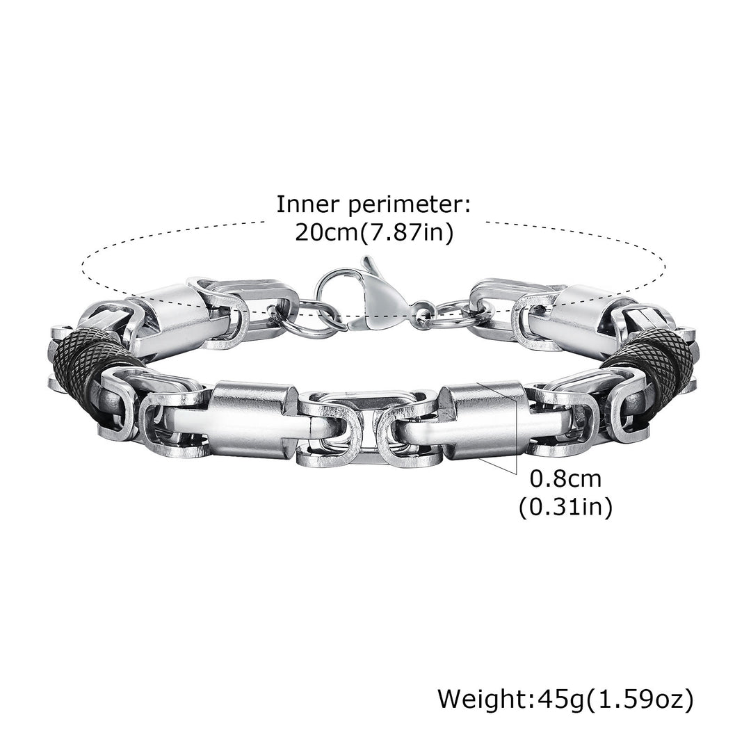 WorldNorse Link Stainless Steel Bracelet - Black & Silver 8mm*20cm - image 8