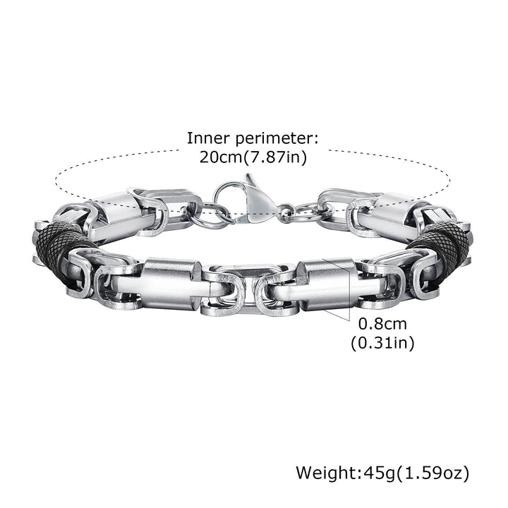 WorldNorse Link Stainless Steel Bracelet - Black & Silver 8mm*20cm - image 8