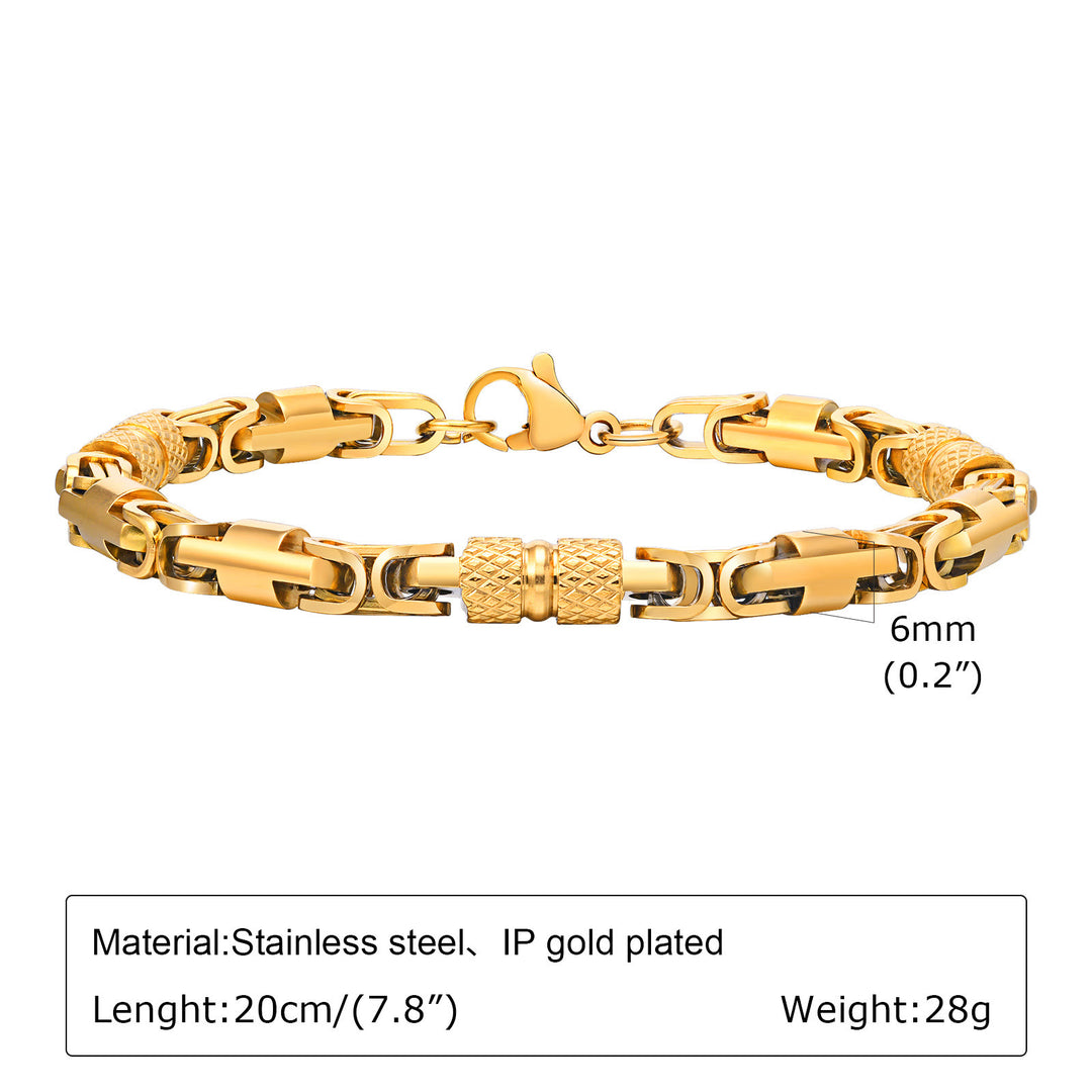 WorldNorse Link Stainless Steel Bracelet - Gold 6mm*20cm - image 16