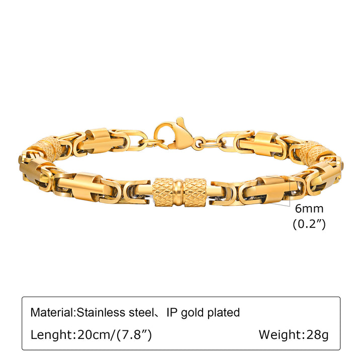 WorldNorse Link Stainless Steel Bracelet - Gold 6mm*20cm - image 16