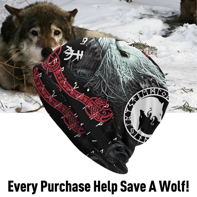 WorldNorse Wolves Fenrir Runes Beanie - Wolf - image 0