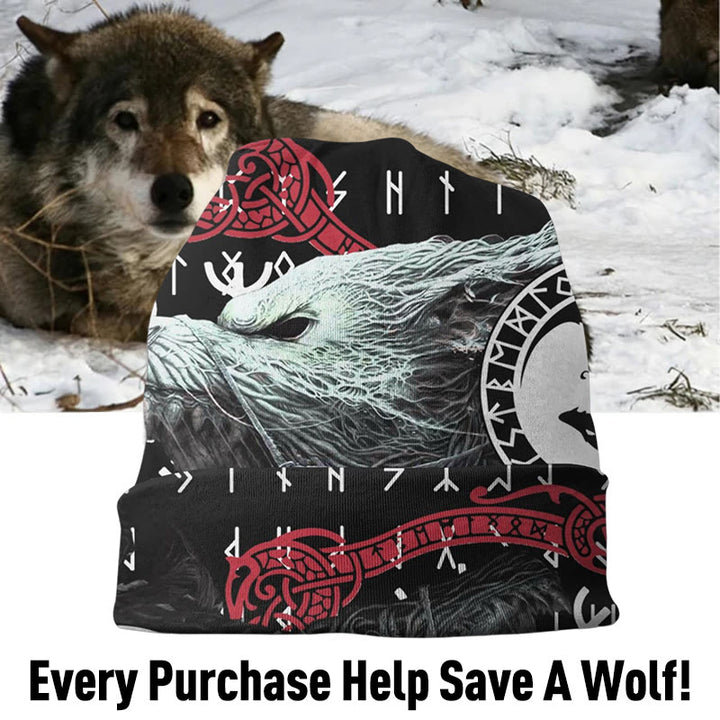 WorldNorse Wolves Fenrir Runes Beanie - image 1