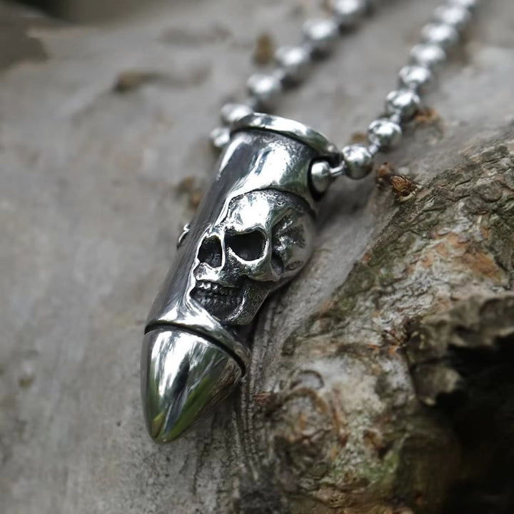WorldNorse Skull Wrap Bullet Cross Necklace - Silver - image 4