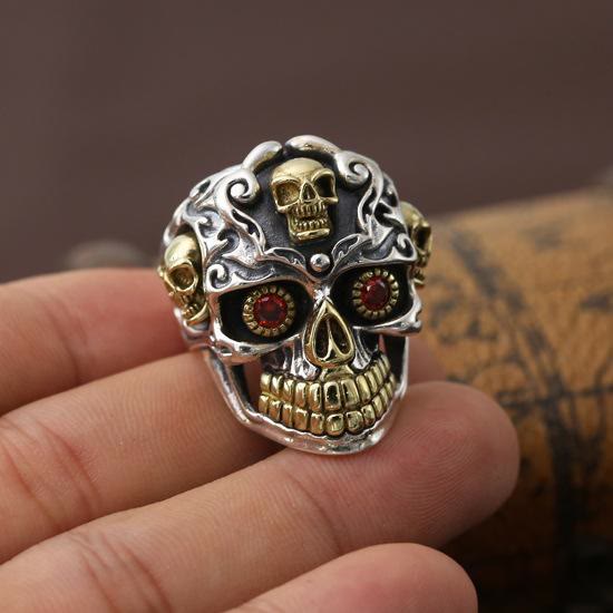 WorldNorse Gothic Dual Color Skull Inferno Ring - image 6