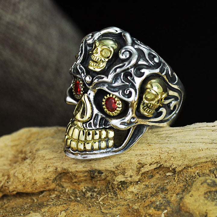 WorldNorse Gothic Dual Color Skull Inferno Ring - image 3