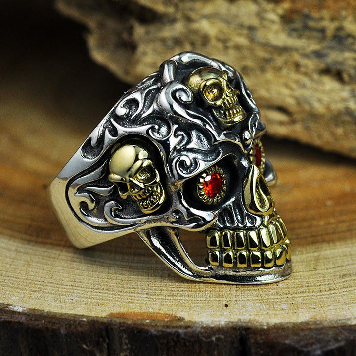 WorldNorse Gothic Dual Color Skull Inferno Ring - image 4