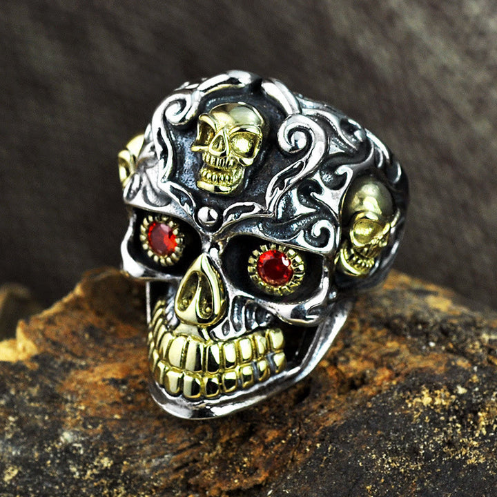 WorldNorse Gothic Dual Color Skull Inferno Ring - AU Size Z（US 13） - image 0