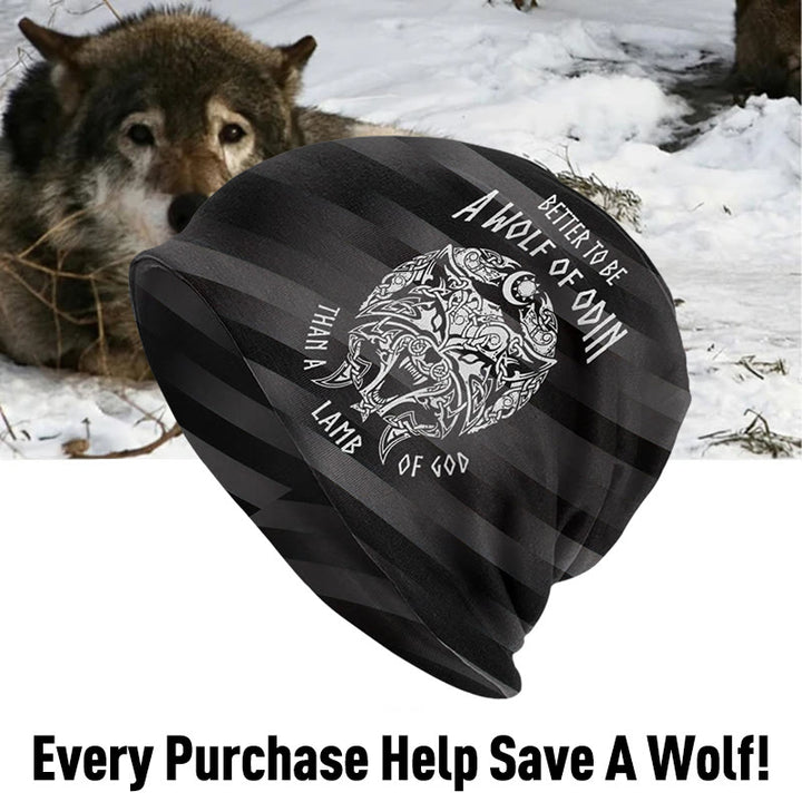 WorldNorse Better To Be A Wolf Of Odin Beanie - Striped Wolf - image 6