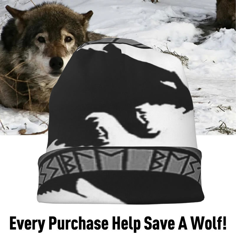 WorldNorse Wolves With Odin Runes Beanie - image 1