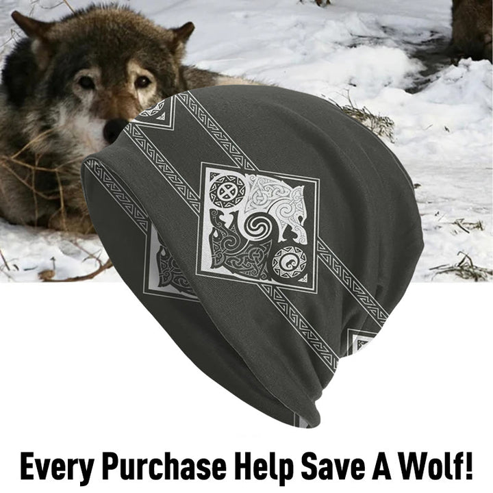 WorldNorse Double Wolves Norse Beanie - Dark Khaki - image 8