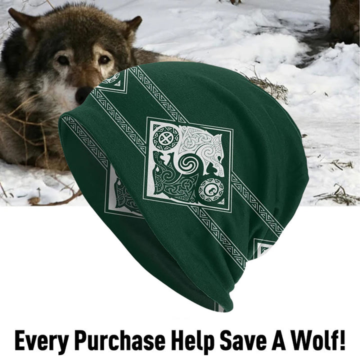 WorldNorse Double Wolves Norse Beanie - Green - image 12