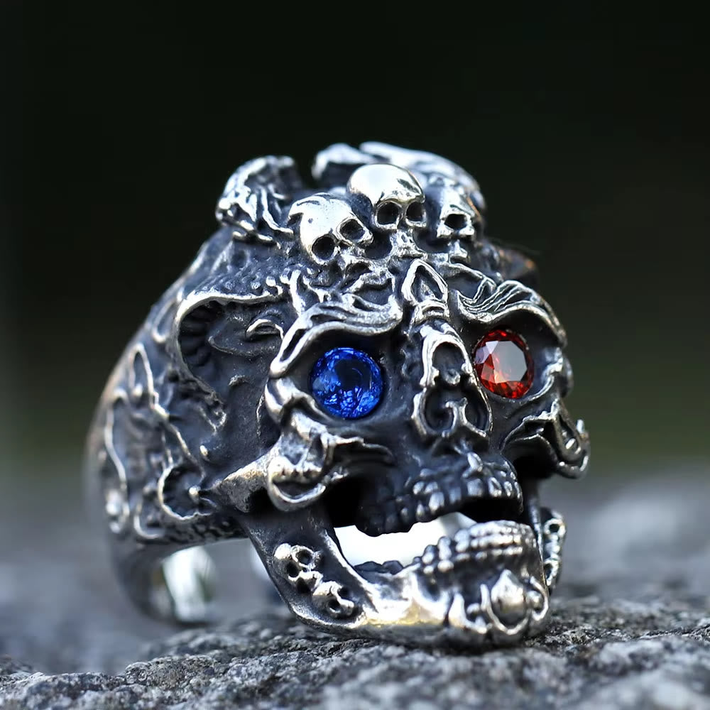 WorldNorse Gemstone Eyes Skull Biker Ring - AU Size Z (US 13) - image 0