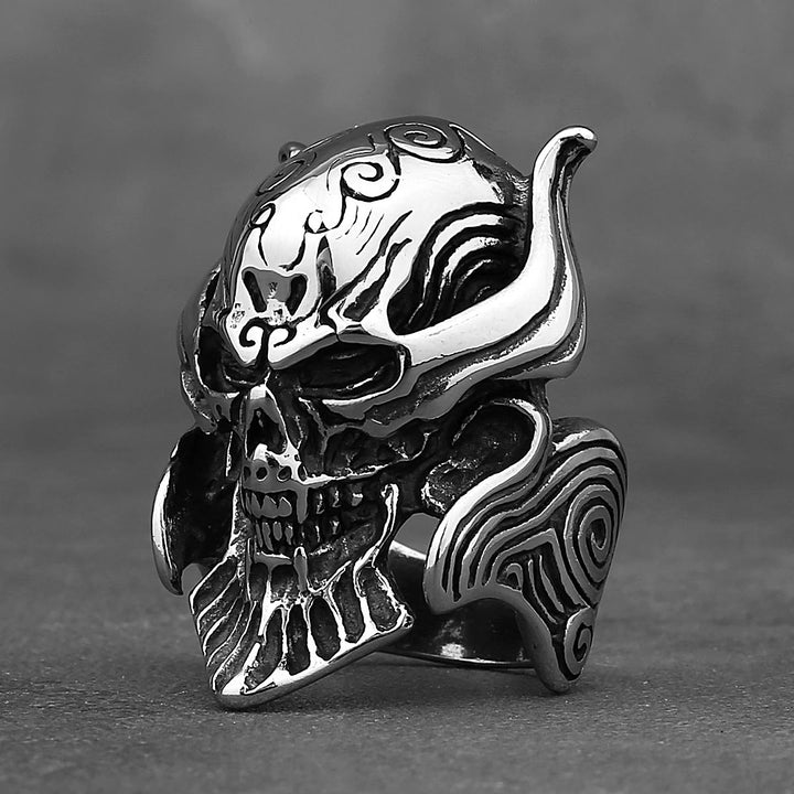 WorldNorse Ghost Head Gemstone Eye Skull Fangs Ring - Hollow Eyes - AU Size Z+1 (US 14) - image 3